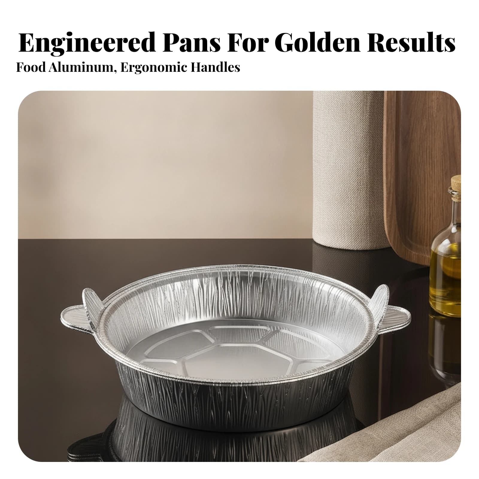 50 Pieces Disposable Baking Tray with Handles Lightweight Bakeware Food Container Heavy-Duty for Bakers, Meal Prep, Air Fryer