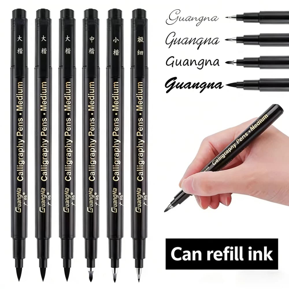 4Pcs/Set Calligraphy Pen Hand Lettering Art Pens Brush Ink Refill Lettering Markers Pens Drawing Paint Signature Art Stationery