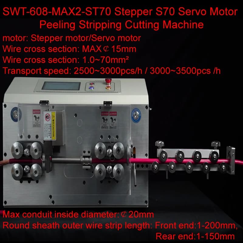 Macchina per Spellatura, Taglio e Pelatura SWT-608-MAX2-ST70 con Motore Stepper S70, 8 Ruote, 1000W, Controllo Touch Screen
