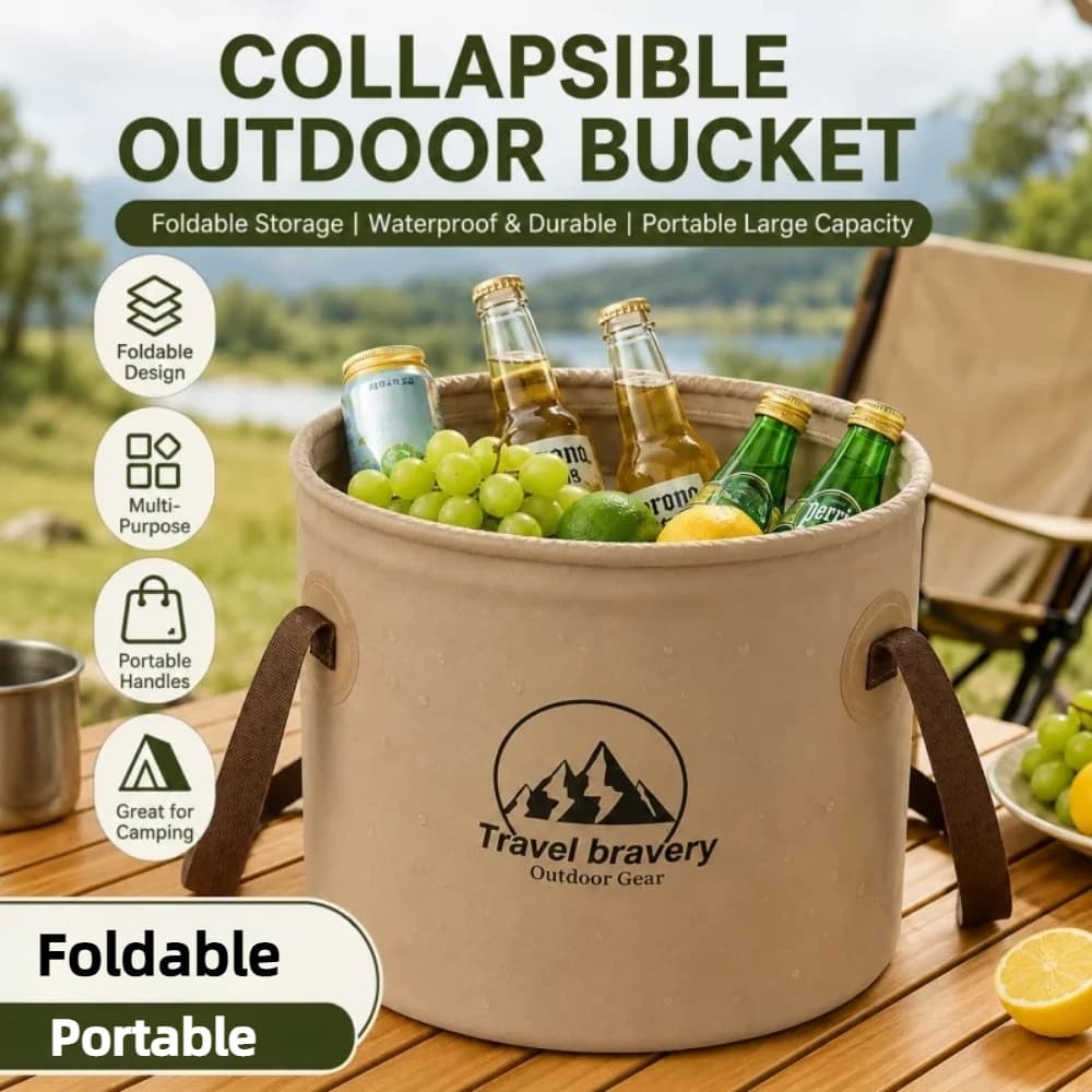 10/20L Foldable Outdoor Storage Bucket Large Capacity Portable Camping Picnic Barbecue Beach Fishing Bagged Water Laundry Bucket