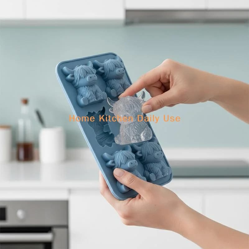 Stampo in Silicone a Forma di Mucca Highland 3D per Cubetti di Ghiaccio, Fondente, Cioccolato, Caramelle, Candele - Ideale per Feste, Fai da Te, Cucina, Regalo per Amanti degli Animali