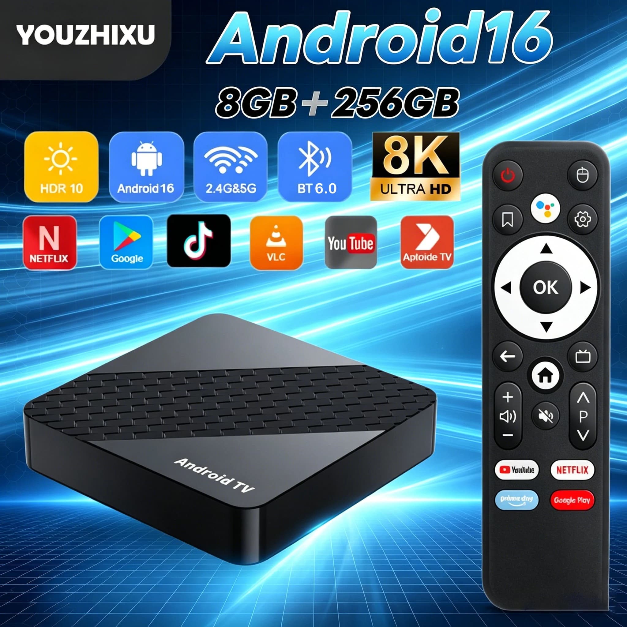 X10 Android 16 Smart TV Box 8GB+256GB Rockchip RK3518 Google Assistant 8K Video Bluetooth6.0 Media Player Very Fast Set Top Box