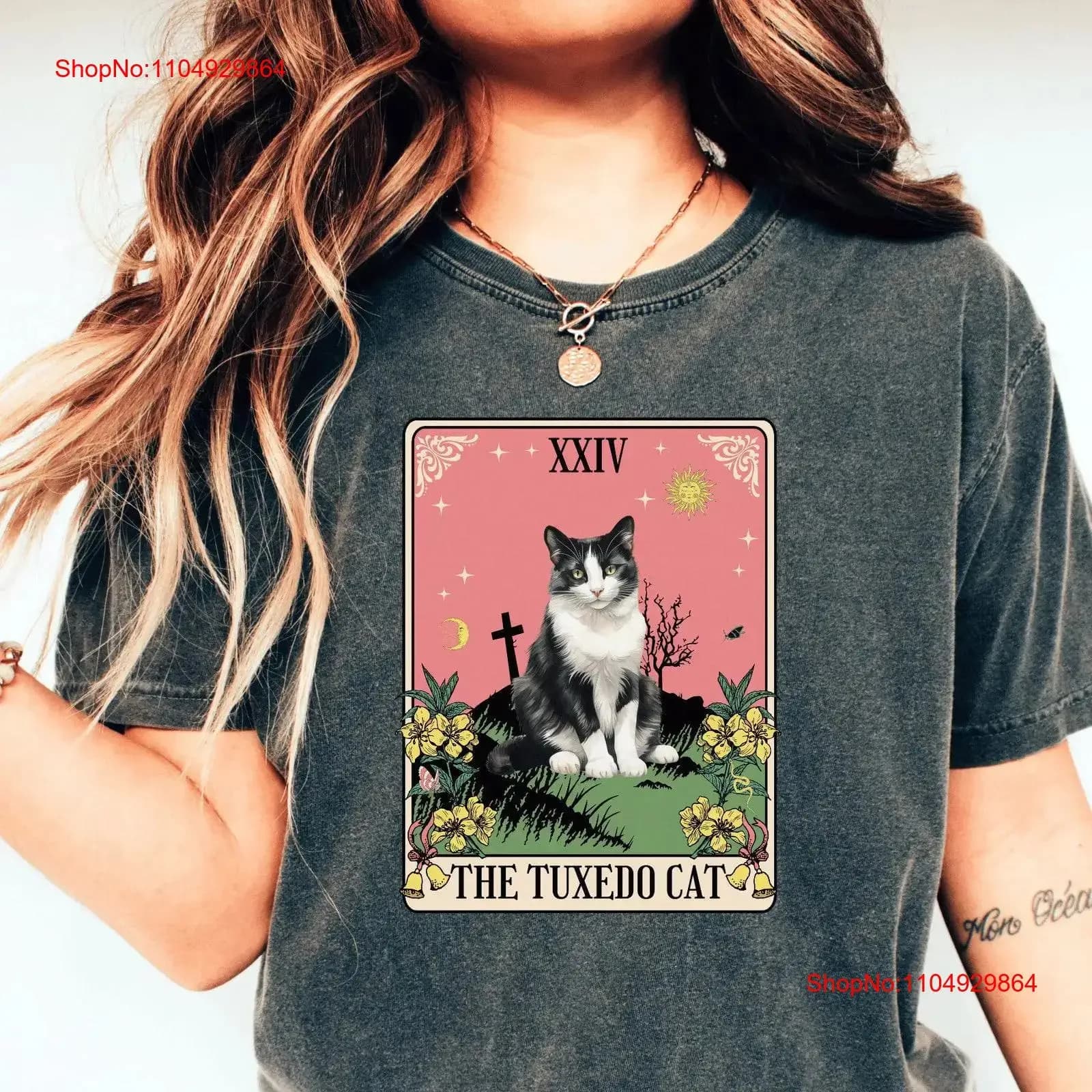 T-shirt Tuxedo Cat Tarot Card Celestial Mom Dark Academia per un look vintage, casual, traspirante, unisex, alla moda