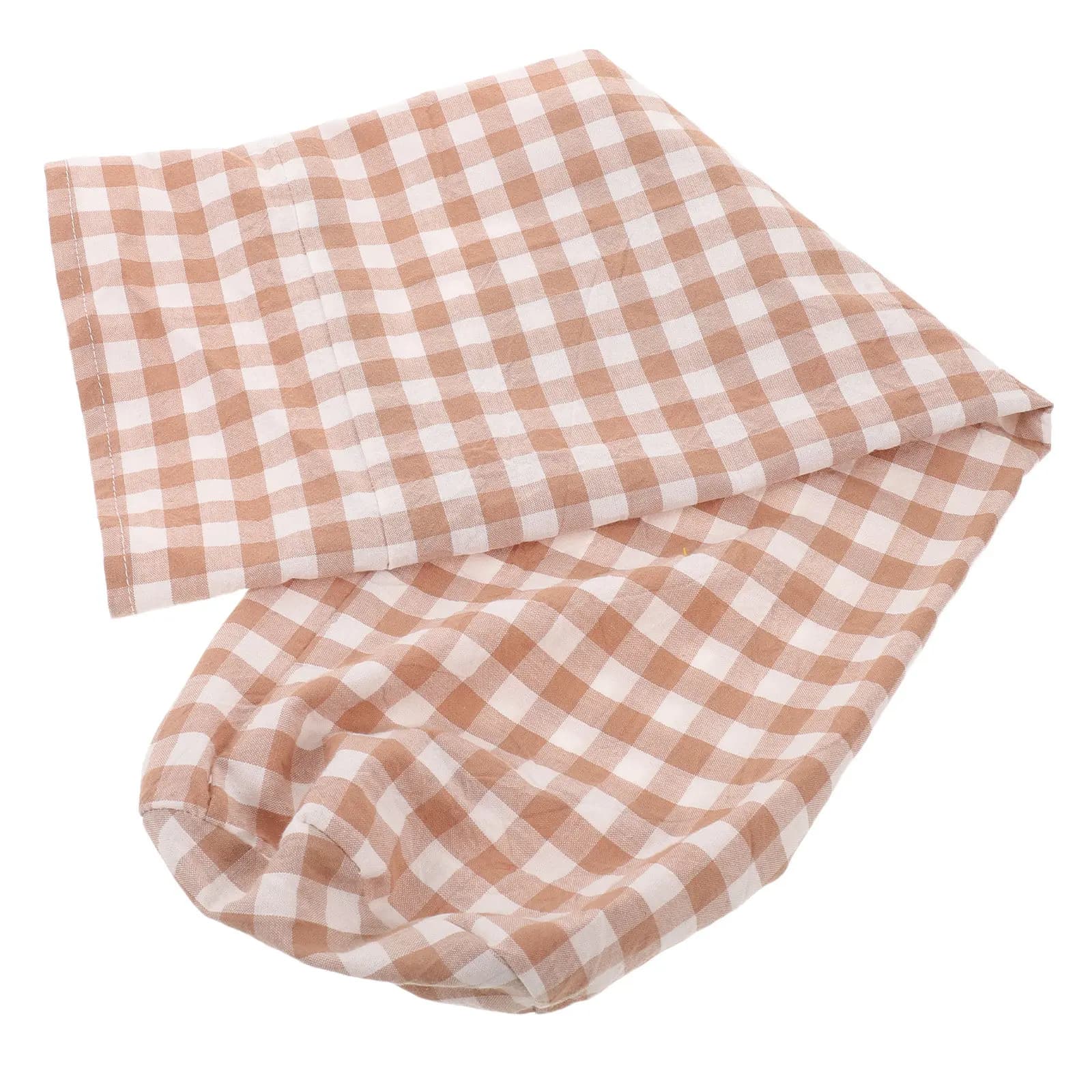 Cotton Neck Roll Pillow Cover Soft Breathable Round Cylinder Pillowcase 15.8x4in Checked Cylindrical Cushion Cover for Bedroom
