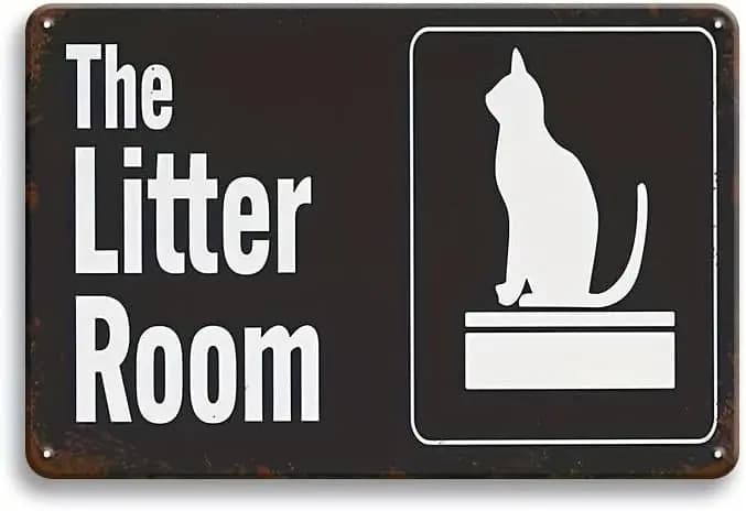 Retro Metal Tin Sign, The Litter Room Vintage Wall Signs Metal Plaque, Funny Cat Office Tin Plate, Home Cafes Office Store sign