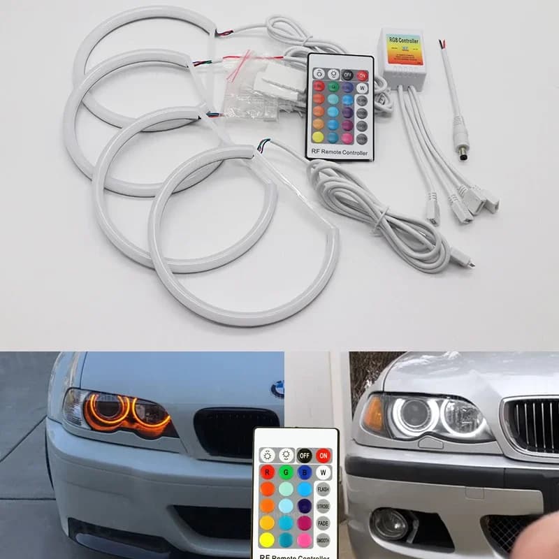 16 colori RGB Cotone Angel Eyes LED Halo Anelli Controllo RF DRL per BMW Serie 3 E46 316i 318i 320d 320i 323i 328i 330i 325xi 330d