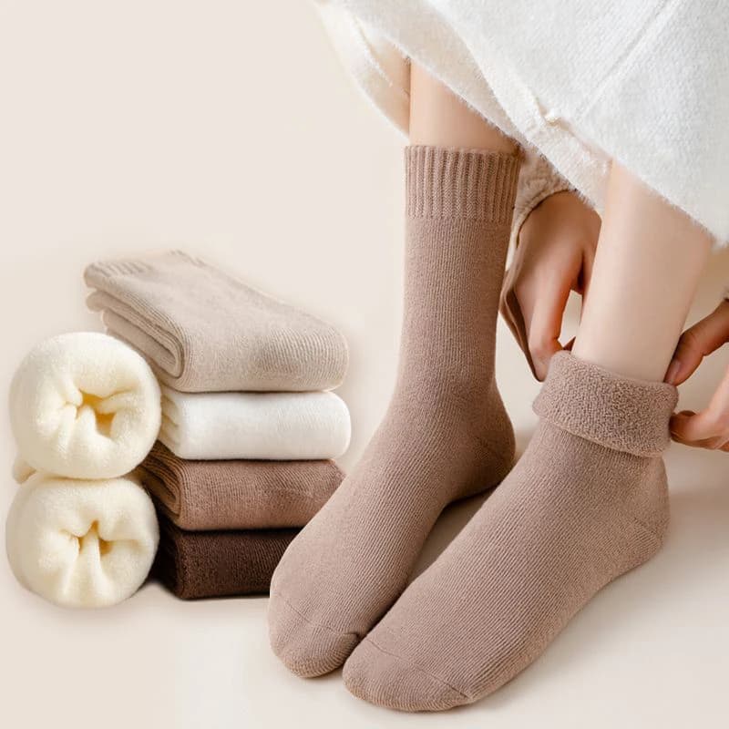 Calzini caldi ispessiti da donna nuovi autunno e inverno Calzini da neve solidi casual Calzini da pavimento per dormire