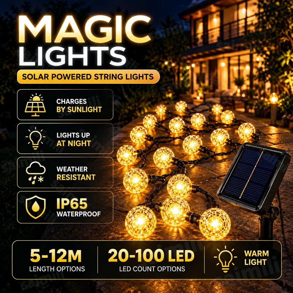 Outdoor Solar Bubble Ball Fairy Lights Waterproof LED String Lamp For Home Holiday Party Decoration Romantic And Warm Atmosphere