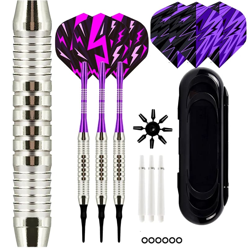 Freccette con punta morbida 18G Set di freccette professionali con punta in plastica per interni per giochi di freccette elettronici + Voli di freccette extra 3 pezzi