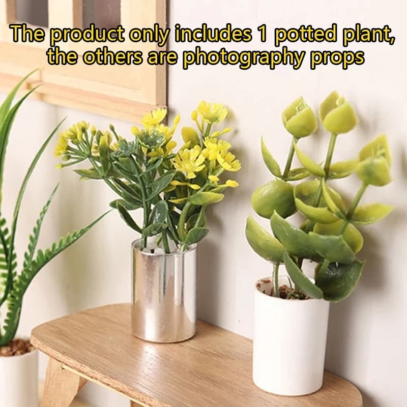 1:12 Miniature Vase Plant for Doll House, Green Leaves, Bonsai, Garden Model, Doll House Decoration, Accessories