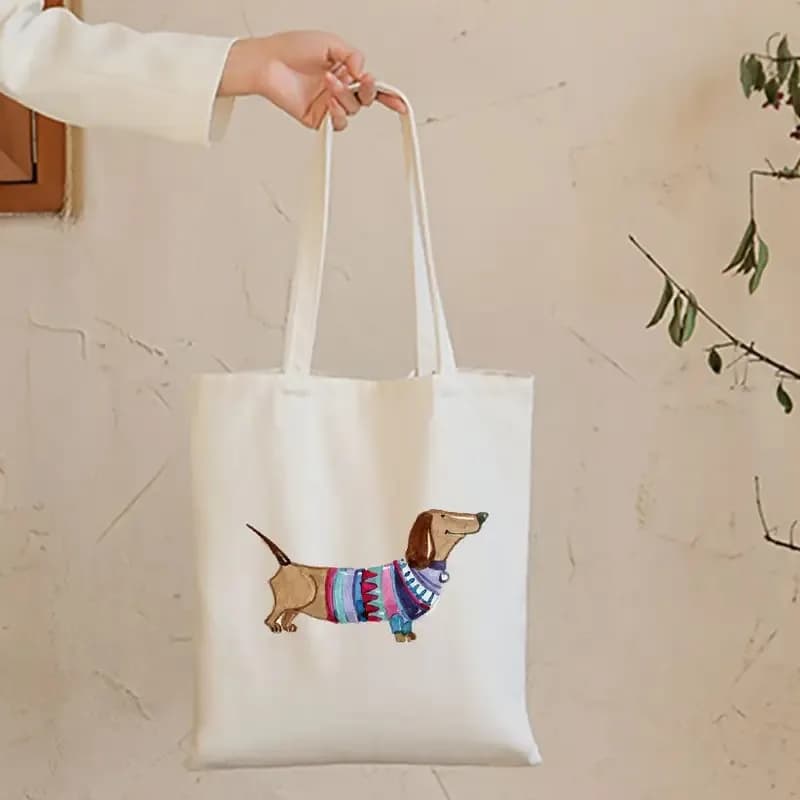 Simpatiche borse divertenti bassotto Borse a tracolla Shopping casual Borsa per ragazze Borsa tote in tela elegante da donna