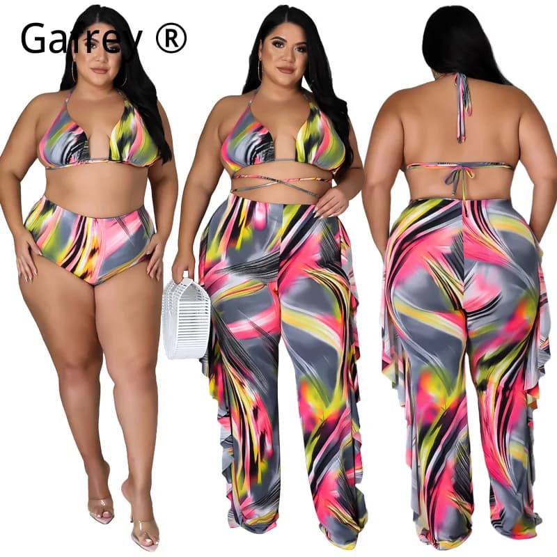 Women's strong 3-piece swimsuit 2026, sexy bikini with long trousers and cover, high waist swimsuit for summer and beach