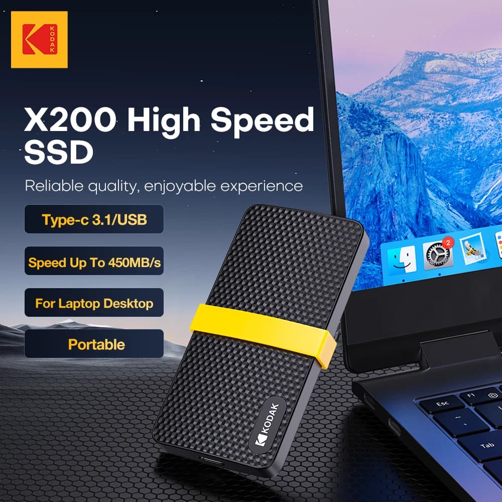 Unità a stato solido esterne SSD portatili Kodak Disco rigido 256 GB 512 GB 1 TB 450 MB/s Interfaccia 2 in 1 per telefono computer notebook