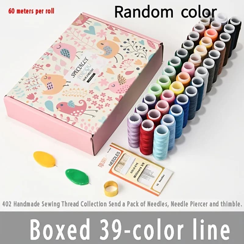 Kit da Cucito per Casa in Scatola con 39 Colori di Fili, per Appassionati di Cucito e Principianti, Fili in Poliestere | 402 Fili Multifunzionali