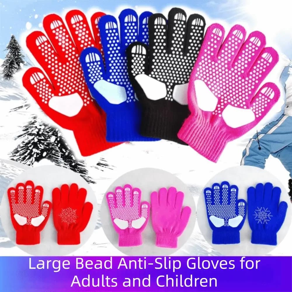 Rhinestone Figure Skating Gloves Palm Protection Thermal Safety Ice Skating Gloves Training Warm Non-Slip Kids Skating Mittens