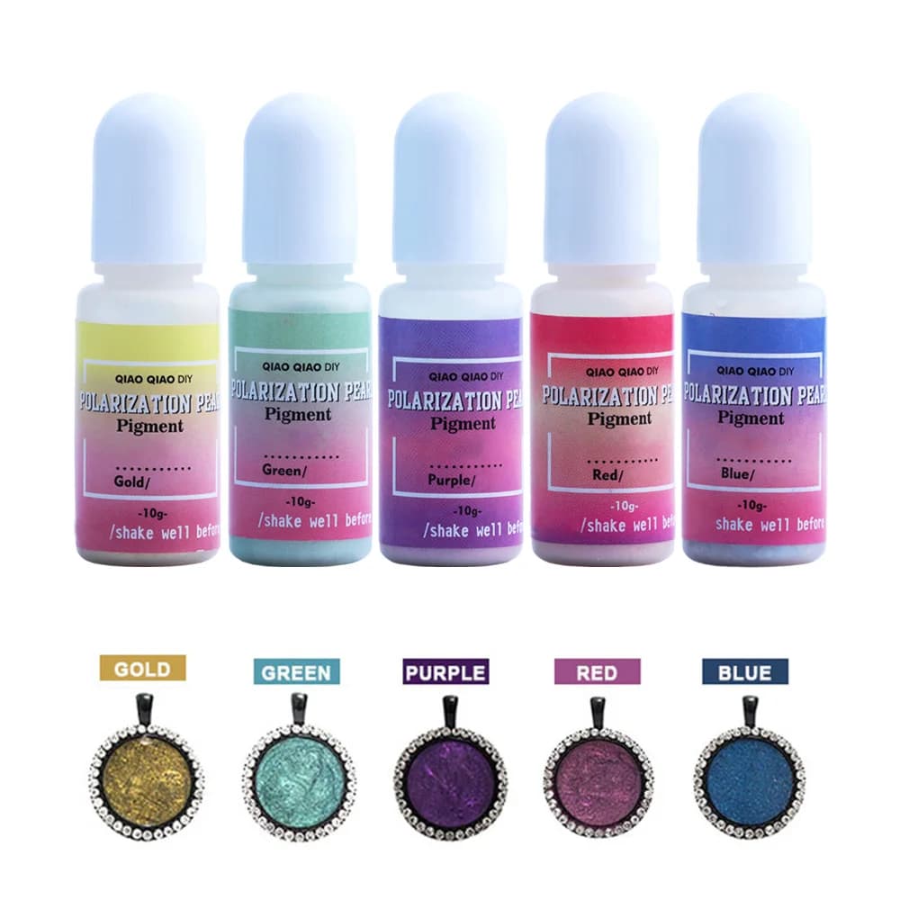 Pigmenti in Resina Epossidica Effetto Cielo Stellato - Set di 5 Colori. Perfetto per la creazione di gioielli fai-da-te e la pittura con resina. Ogni flacone da 10 ml / 0,34 oz.