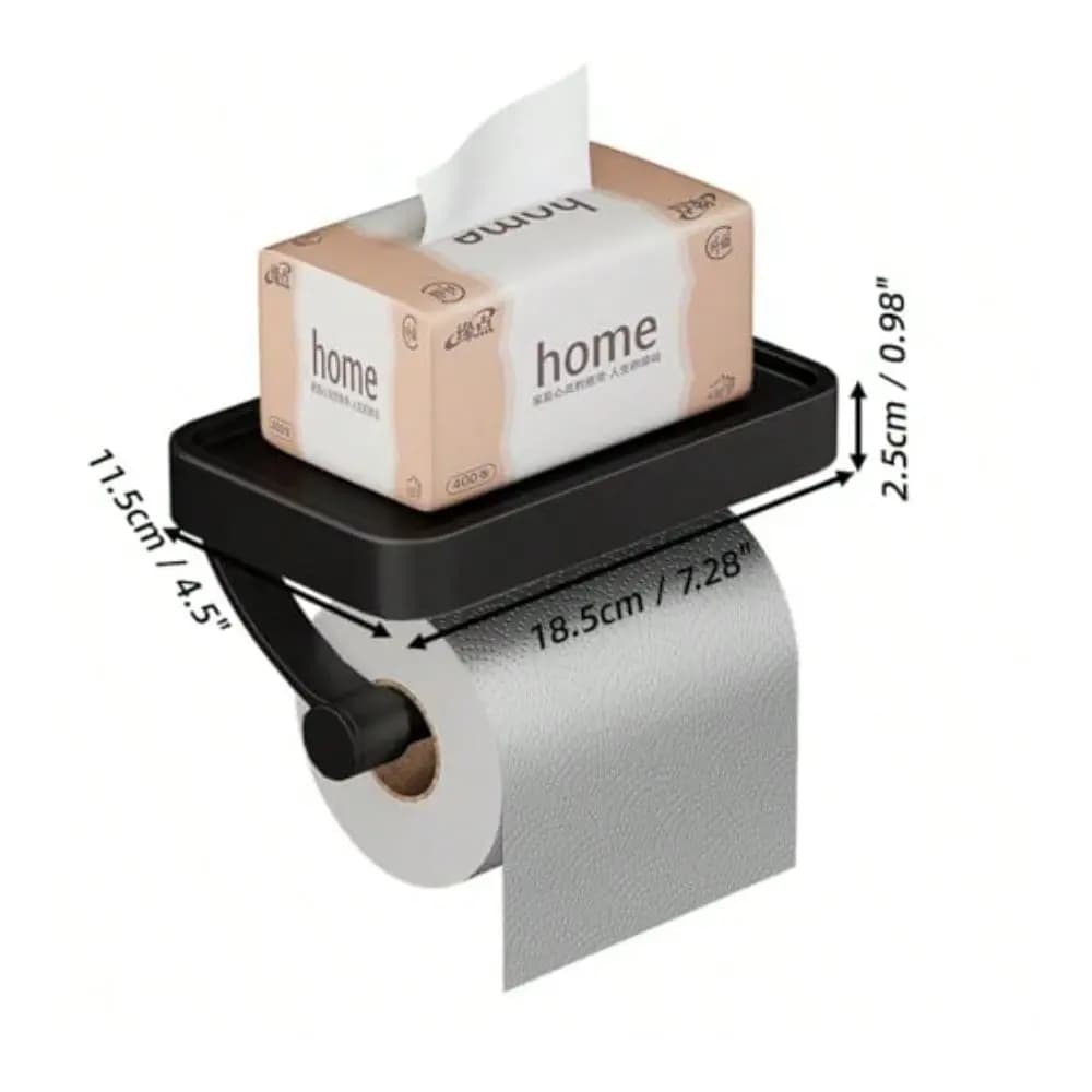 Porta carta igienica da parete, porta asciugamani in carta nero con ripiano, antiruggine e multifunzionale, in acciaio inossidabile di grado industriale
