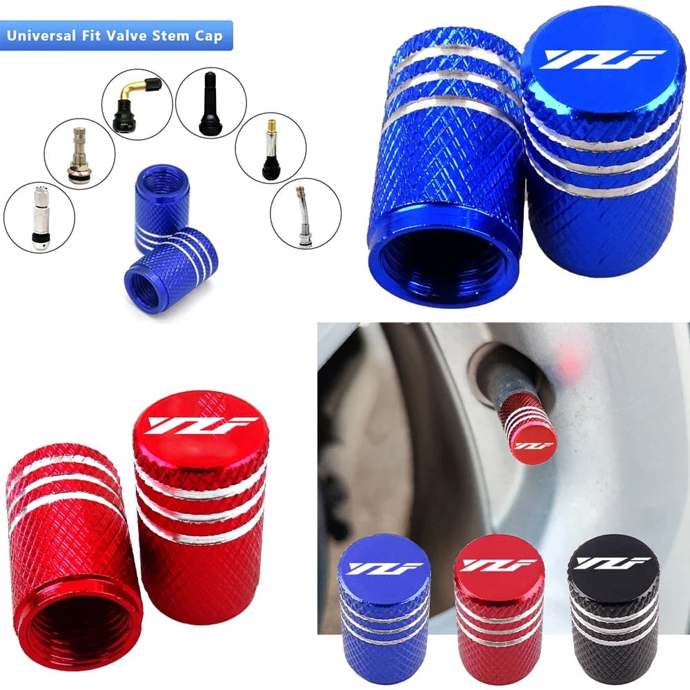 2PC Accessori Moto Valvola della gomma della ruota Tappi stelo Coperture ermetiche Tappi antipolvere per Yamaha YZF R1 R3 R6 R7 R9 R15 R25 YZF600