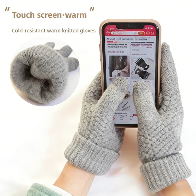 Guanti invernali touch screen - Guanti a dita intere caldi e spessi in peluche con motivo ananas per uomo donna, sci ciclismo tempo freddo