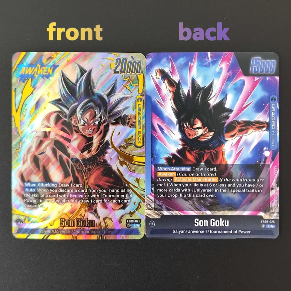 Carta da Collezione Giocattolo Dragon Ball Super Fusion World English Son Goku FB09-025 Dual Evolution Super Alternate Art Fatta a Mano