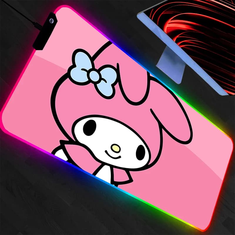 Tappetino per mouse LED My Melody per computer portatile, tastiera anime RGB, tappetino per mouse, tastiere per giocatori, tappetino da scrivania retroilluminato