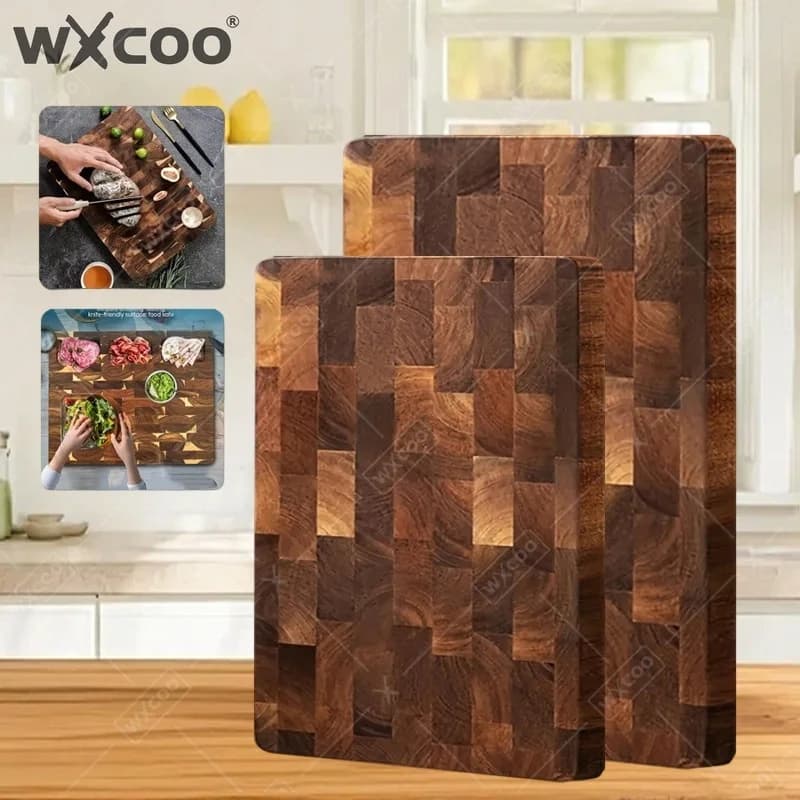 WXCOOThicken Checkerboard Solid Wood Cutting Board for Double-sided Splicing Fruit Meat Kitchen Cutting Board Acacia Wooden