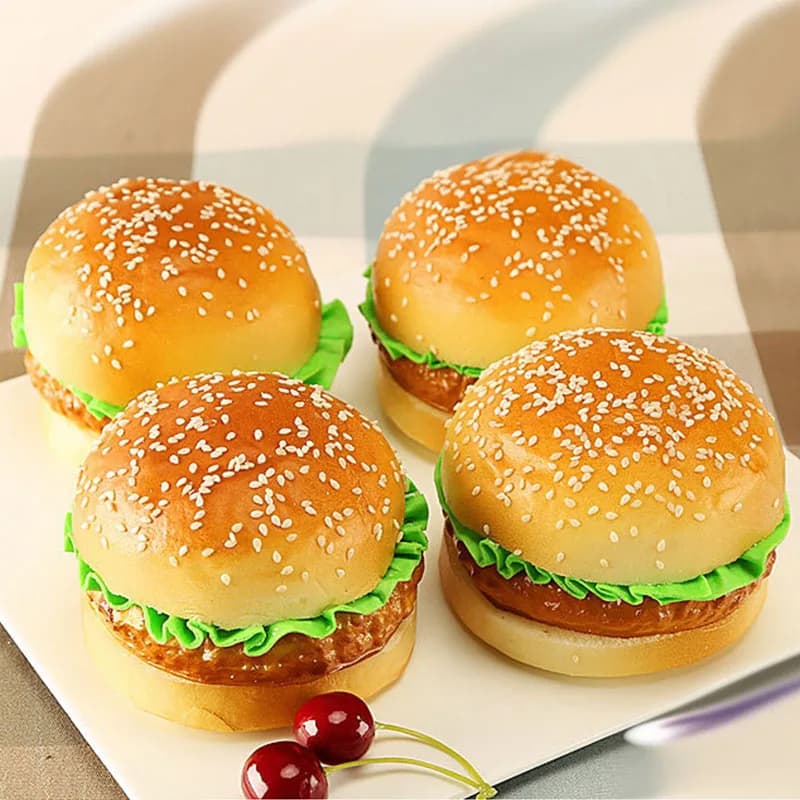 Decorazione Hamburger Vegetale Finto, Oggetto di Scena Alimentare Artificiale per Schizzi, Giocattoli Educativi, Oggetto di Scena in PU per Vetrine e Decorazioni Domestiche