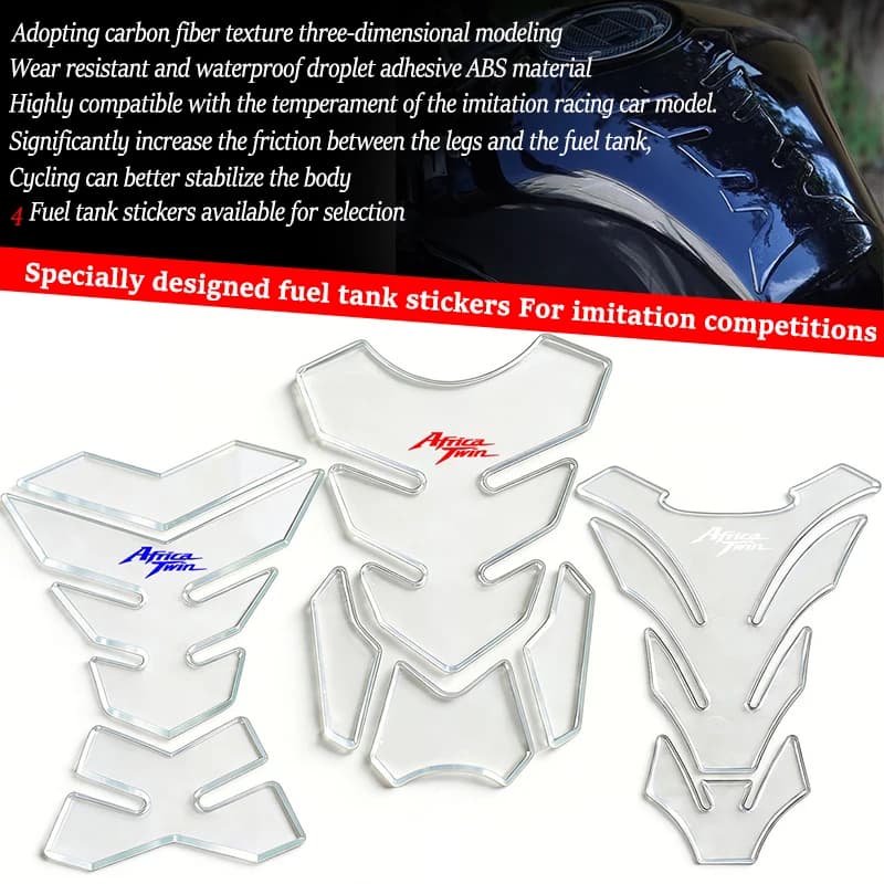 Adesivi protettivi per serbatoio moto in resina trasparente 3D, adatti per Honda Africa Twin 1100 CRF1100L CRF 1100