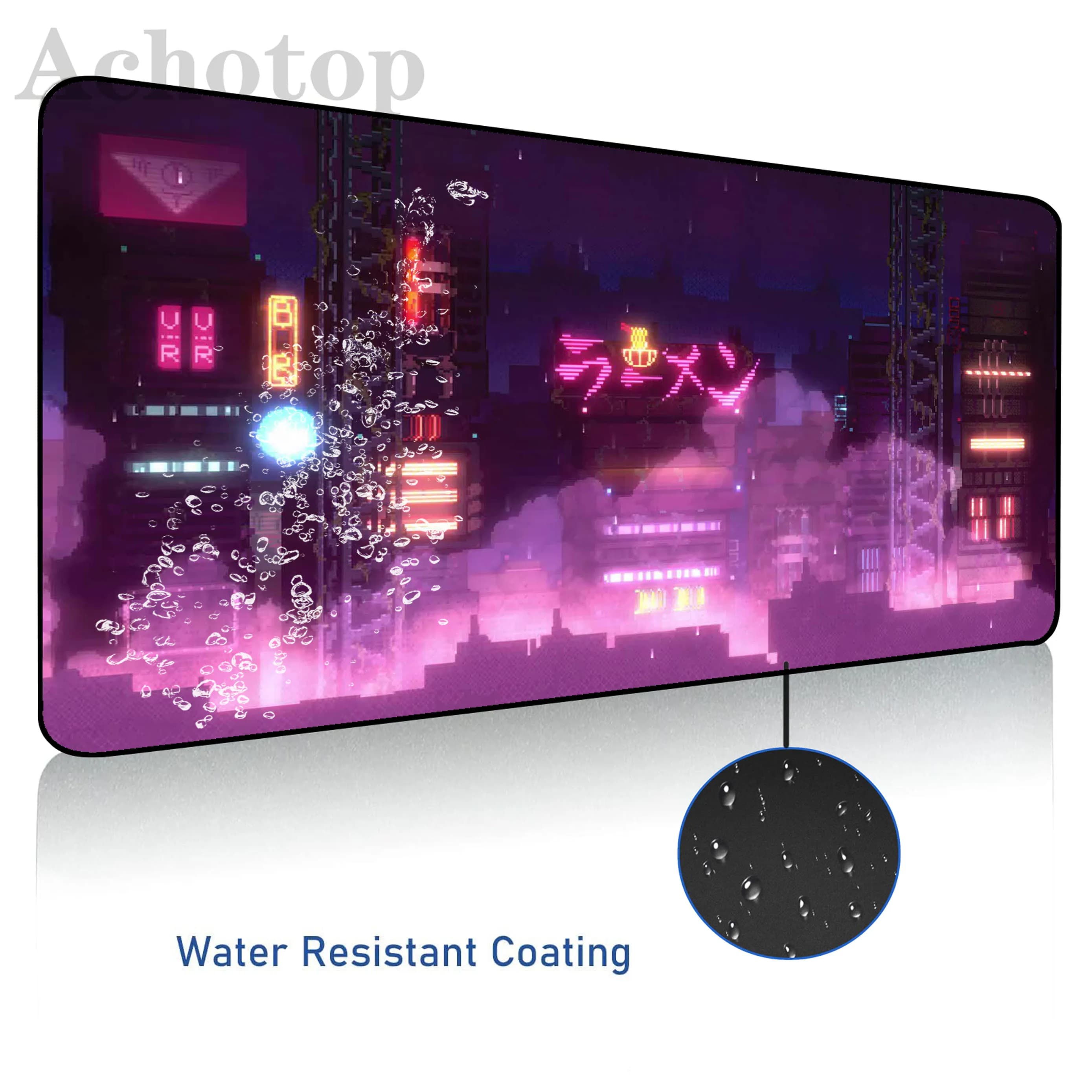 Pixel Art Civic Landscape Waterproof Gamer Mousepad tappetino per Mouse da gioco di grandi dimensioni tappetini per tastiera per Computer tappetino per Mouse con bordo di bloccaggio 900x400
