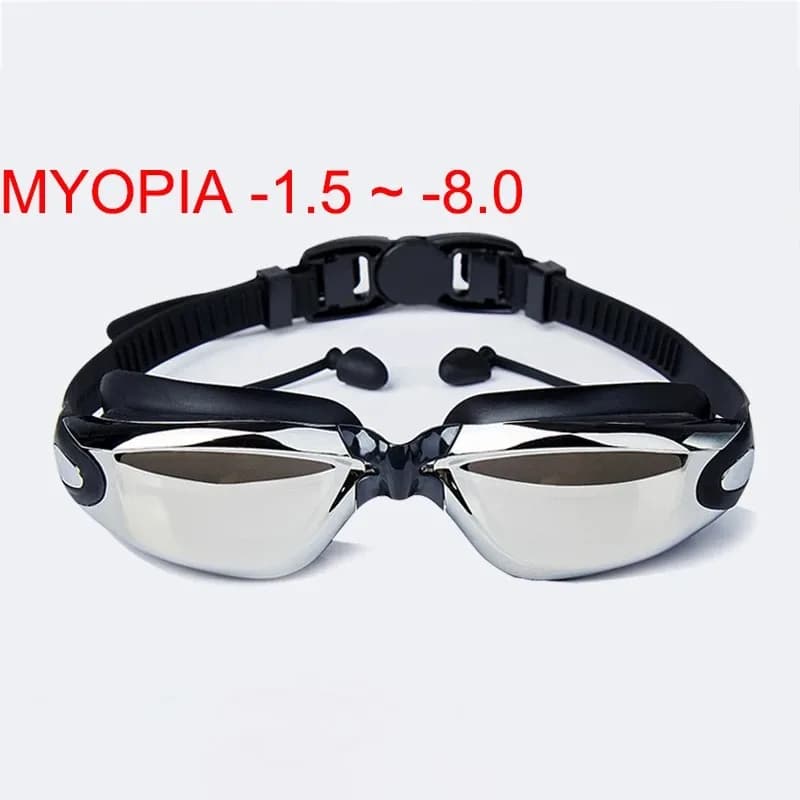 Men Women's Miopia Swimwear Adults Professional Waterproof Anti Fog UV Plating Pool Optic Glasses Earplugs Glasses