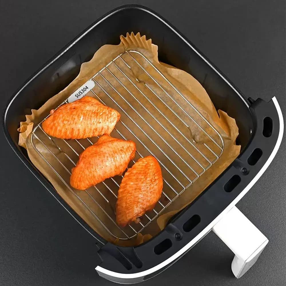 Round Square Cooking Rack With Foot Thicken Air Fryer Rack 304 Stainless Steel Grid Grill Home Kitchen Oven Steamer Cooker