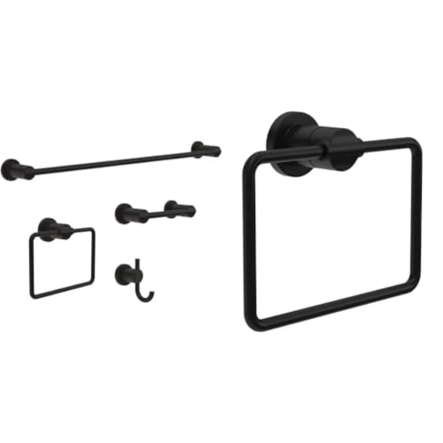 Set di accessori per il bagno Delta NIC64-MB Nicoli da 4 pezzi con portasciugamani da 24 pollici, porta carta igienica e supporto a parete Delta NIC46-MB Nicoli