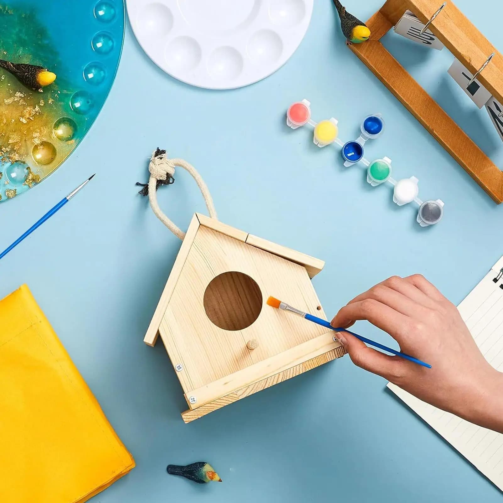 Casette per uccelli da dipingere, attività educative e divertenti per bambini, kit per costruire la propria casetta per uccelli, per la primavera, l'estate, casa, scuola, aula, campo.
