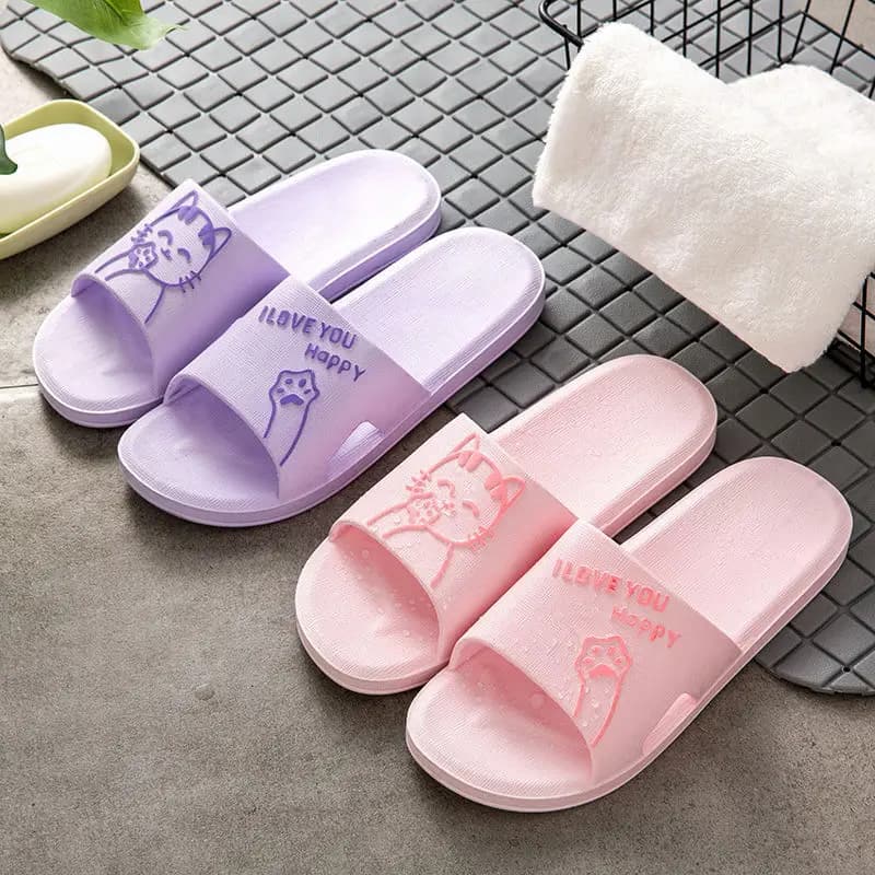 Indoor Women's Home Sandals Kitten Slippers Upaded Version H Comfortable PVC Material Easy to Wear Fall Season Footwear