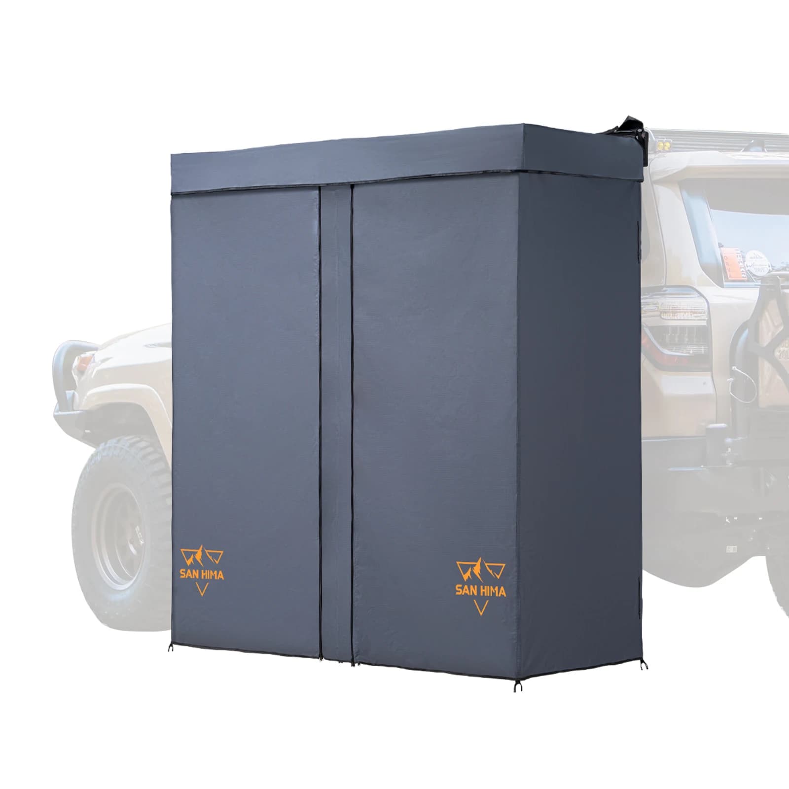 Tenda Doccia da Campeggio Leggera, Portatile, a Montaggio Rapido, con Tenda Laterale per Auto e Striscia LED Integrata, Doppia