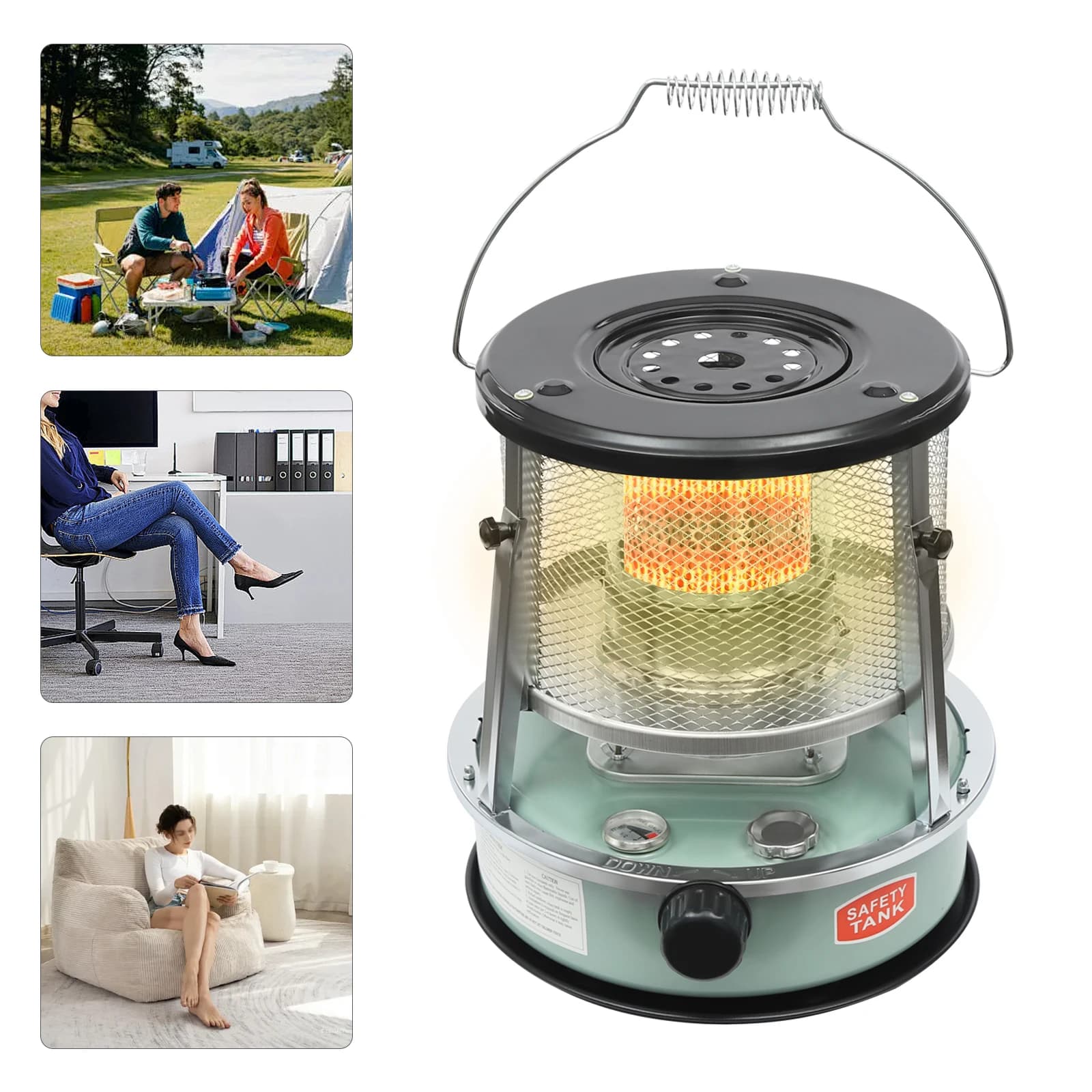 Outdoor Camping Heating Device 2600W Fuel Heater Portable Green Stove For Garage Cold Rooms