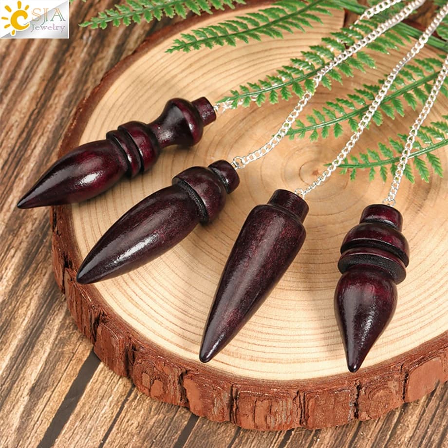 CSJA Pendolo spirituale in legno per divinazione Meditazione Dowsing Radiestesia Penduli Equilibrio Wicca Pendulums Gioielli H386