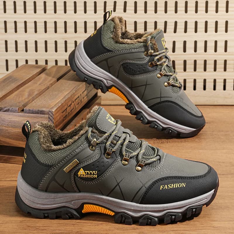 Scarpe da trekking da uomo Scarpe da trekking da esterno comode in pelle calda peluche invernale Scarpe sportive da montagna antiscivolo resistenti all'usura Uomo