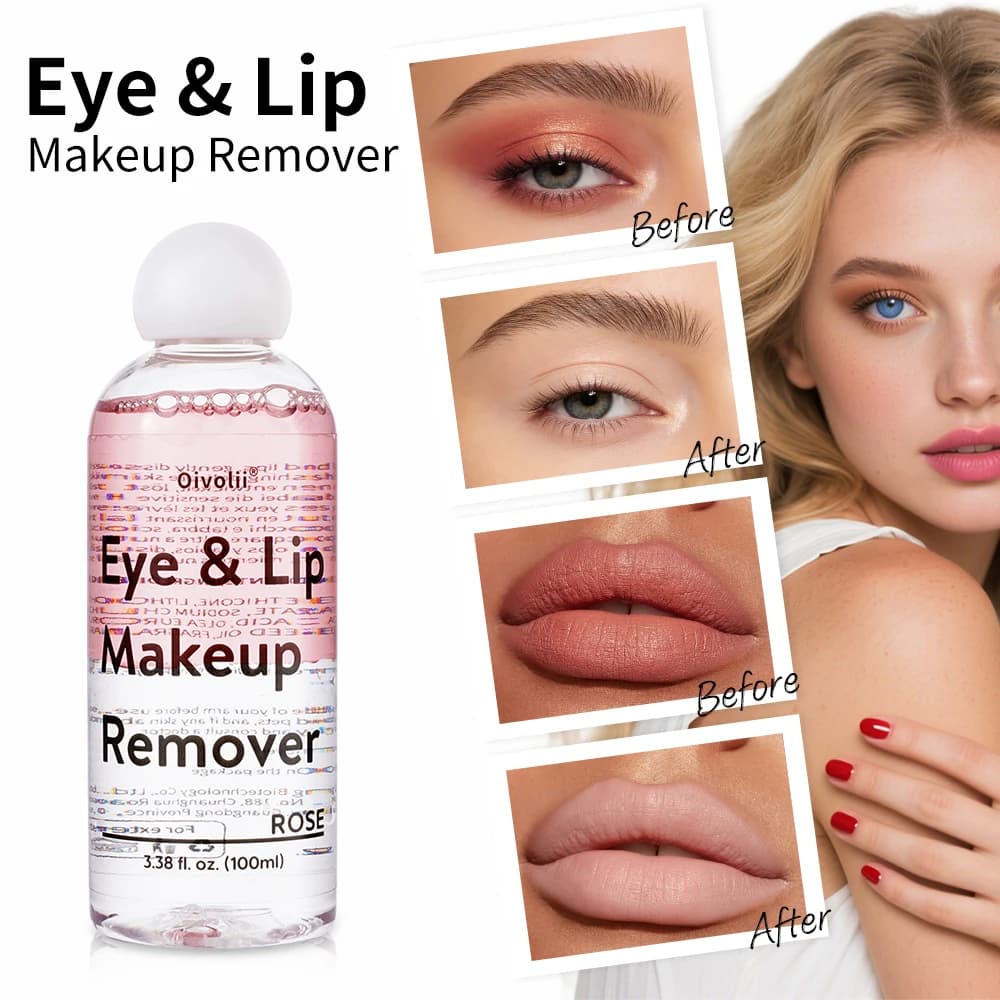 Eye and Lip Makeup Remover Biphasic Oil Water Deep Cleansing Quickly Dissolve Waterproof Mascara Lipstick Gentle Cleanser