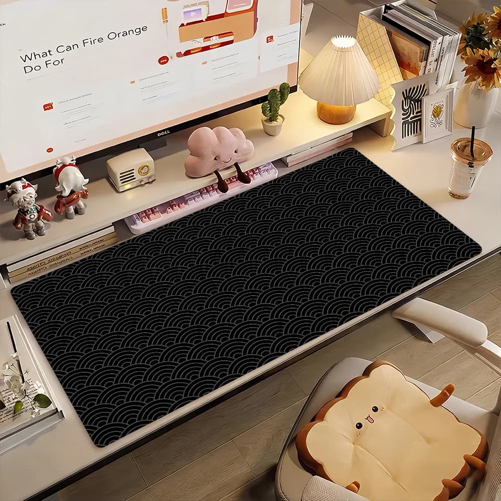Tappetino per mouse in stile giapponese Seigaha, in gomma antiscivolo, per giocatori, tappetino per computer, decorazione, tappetino da scrivania, per laptop, ufficio, grande