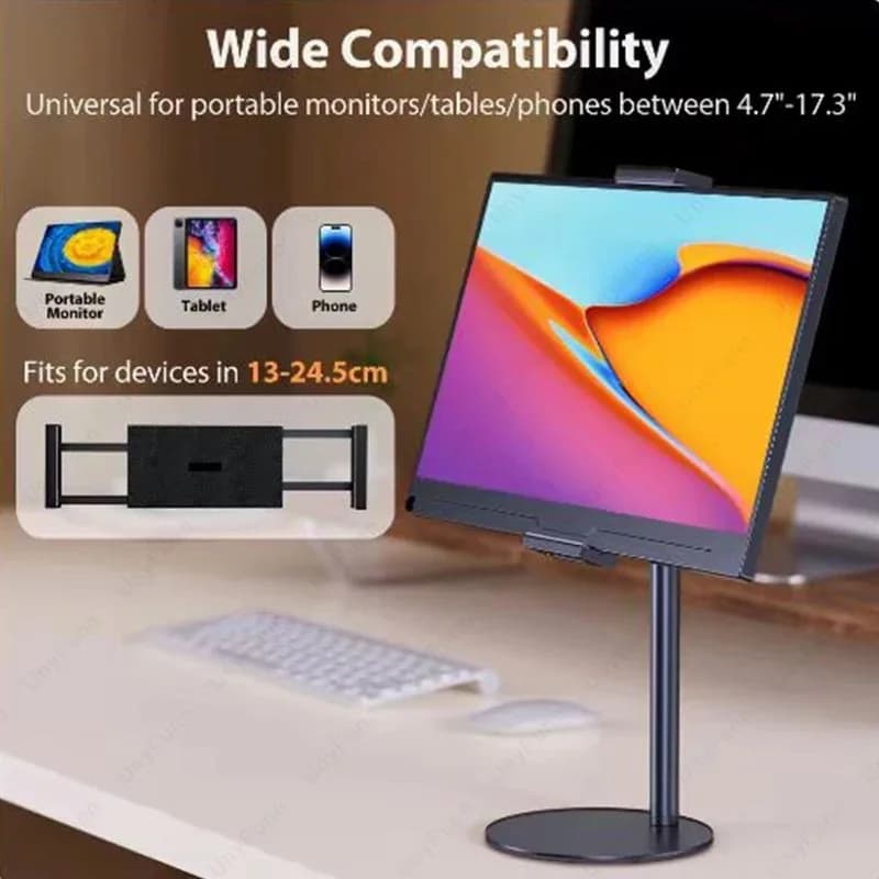 Portable Adjustable Monitor Stand, Foldable Desktop Bracket, Universal Height Angle Holder for 4.7-17.3 Inch Phone Tablet Laptop