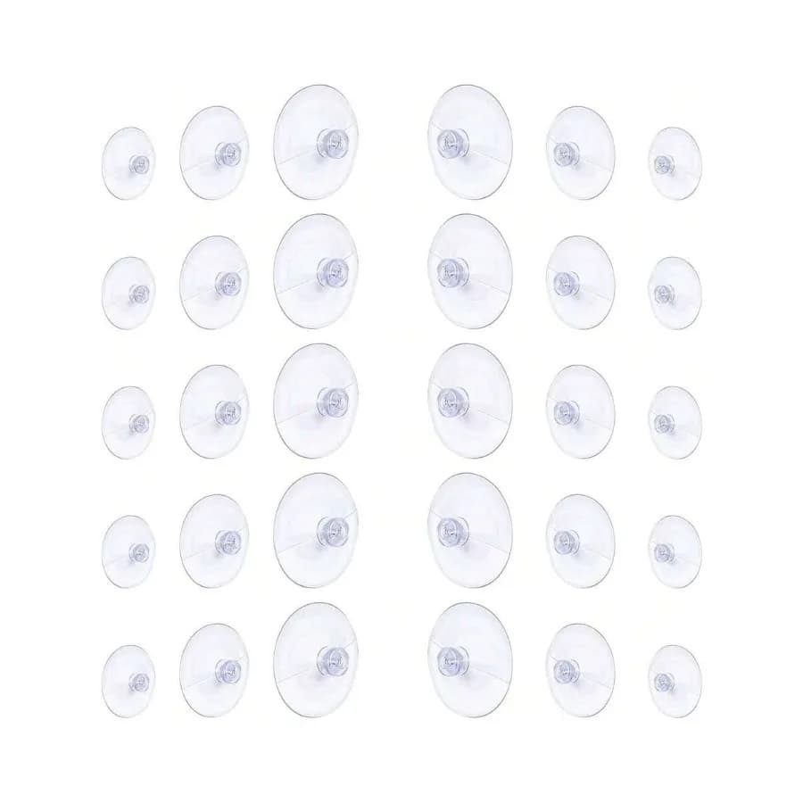 30 confezioni di ventose in plastica senza ganci, trasparenti, 3 misure, 45, 30, 20, 26168395