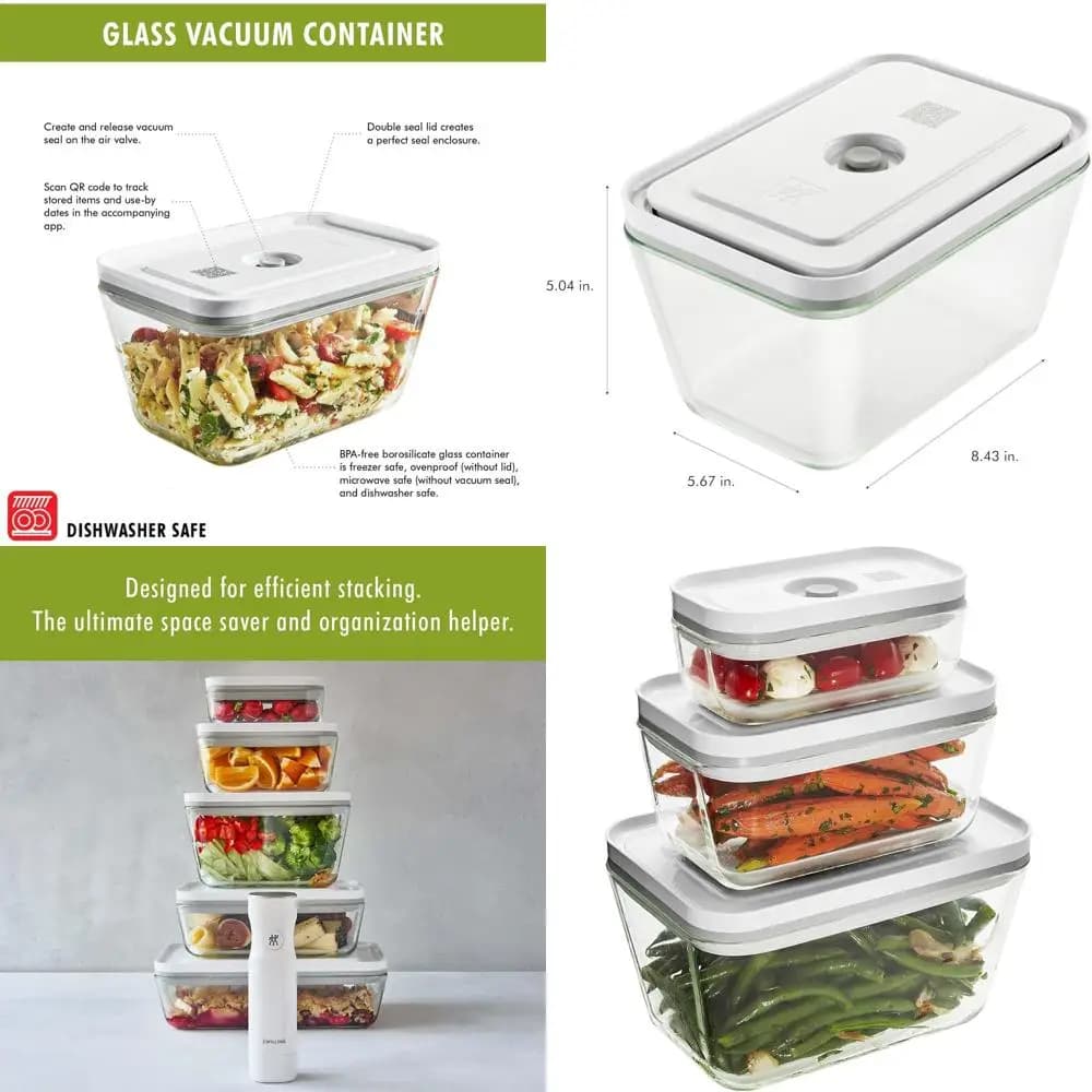 Set di preparazione dei pasti in vetro da 3 pezzi: dimensioni assortite, contenitori per alimenti freschi e salva