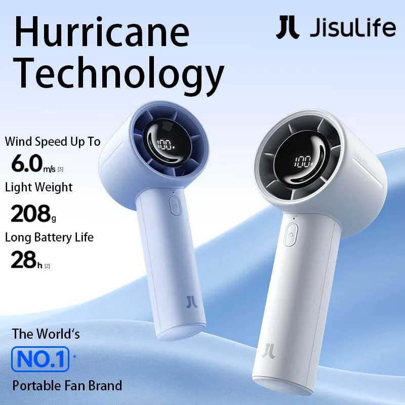 JISULIFE Nuovo Arrivo Ventilatore Portatile Mini Life10s, Batteria da 5000mAh Lunga Durata, 5 Velocità del Vento, Essenziale per l'Estate