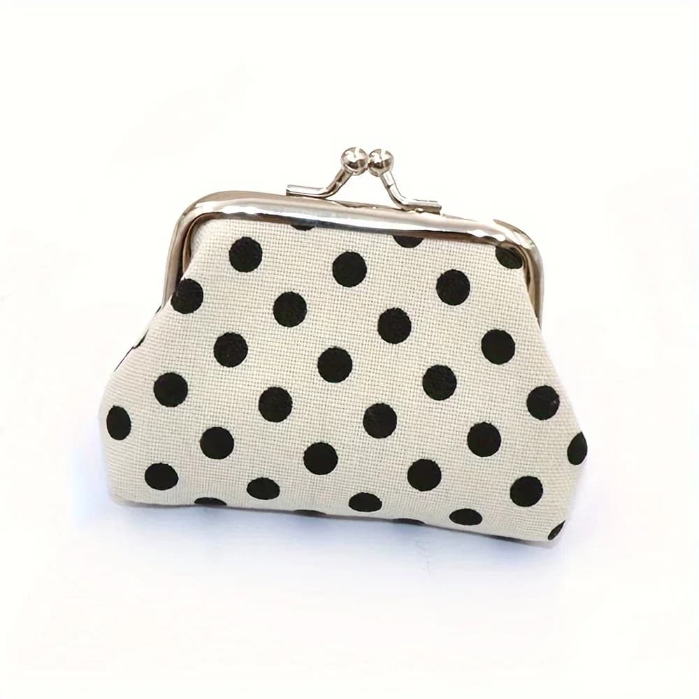 Portamonete a pois con chiusura a lucchetto, portafoglio multifunzionale da donna, grazioso portamonete, borsa per cosmetici, porta rossetti
