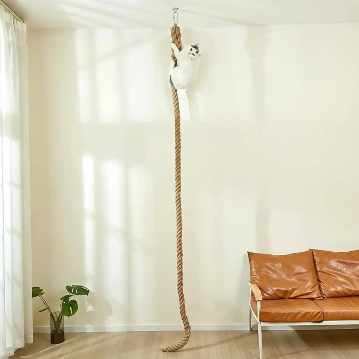 Corda in iuta per gatti da 1,9' x 8,9 piedi con gancio per soffitto, mobile da parete per gatti da interno ed esterno, CimPole (8,9 piedi)