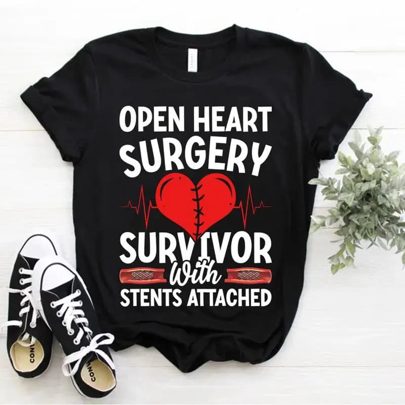 Survivente chirurgico cardiaco aperto con anello bypass con maglietta attaccata con stent taglia S 5XL