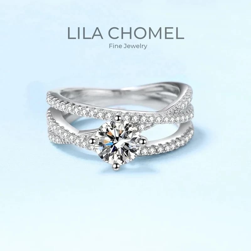 Bridal Faith Platinum PT950 Cross rings for women Fidanzamento VVS1 D Colore 1ct Moissanite Diamond Girl Gift Birthday Jewelry
