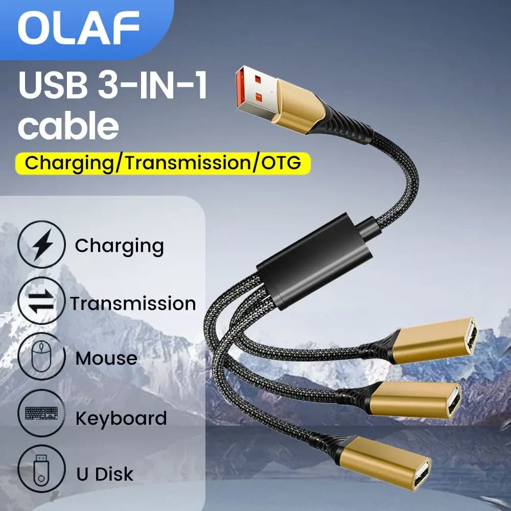 Cavo sdoppiatore OTG 3 in 1 Adattatore USB/Tipo C A 3 Tipo C Docking Station di ricarica rapida Tipo-C Prolunga HUB USB per iPhone 15 16