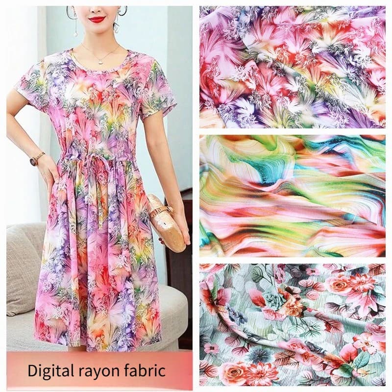 Tessuto in rayon stampato digitale sottile al metro per cucito, abbigliamento, pigiami, abiti, gonne, pantaloni, stoffa da cucito fai da te, morbido estivo